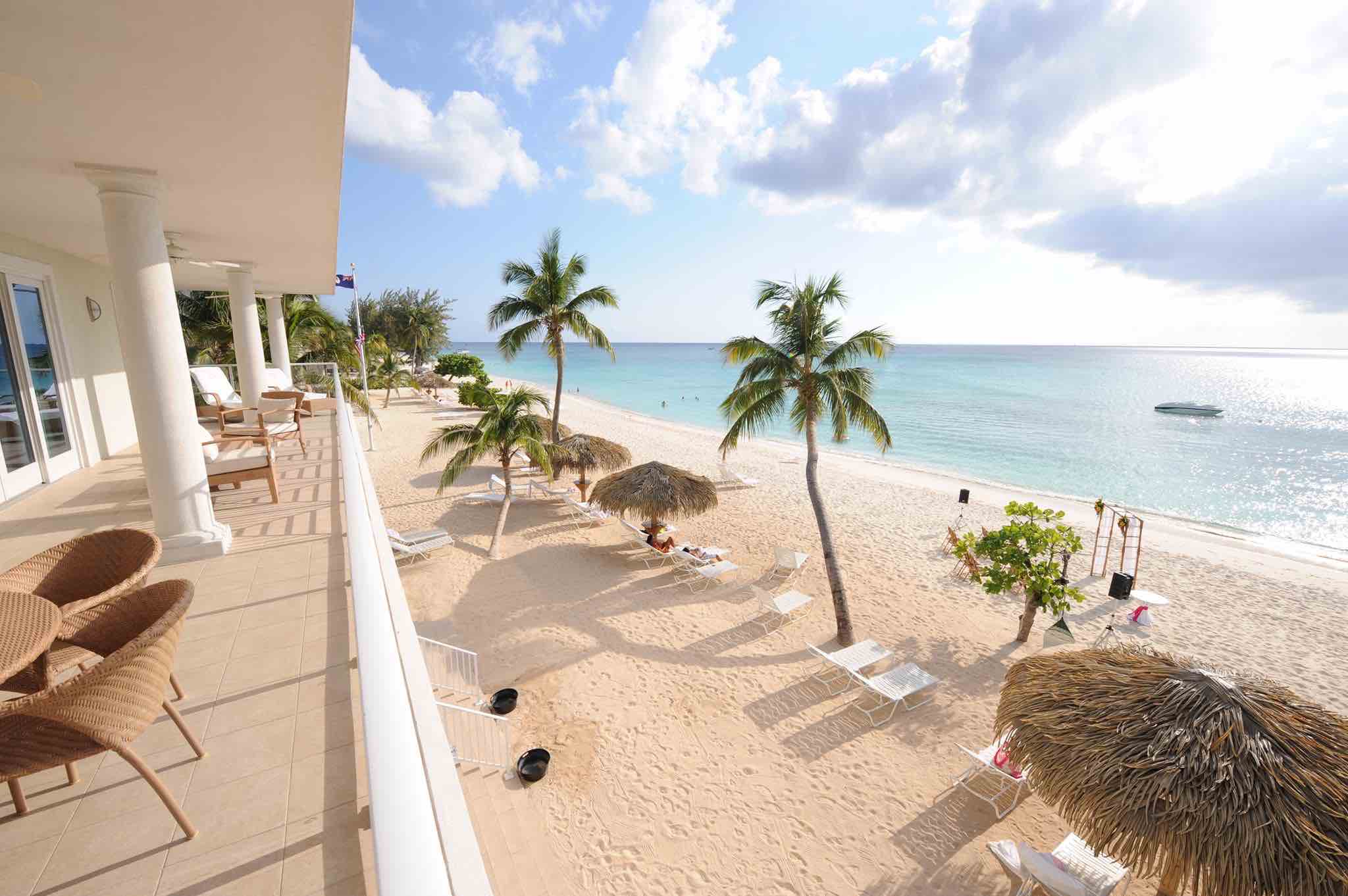 Caribbean Club balcony view over the beach luxury hotels in cayman islands 